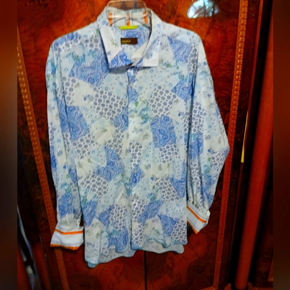 Blue and White Patterned Shirt